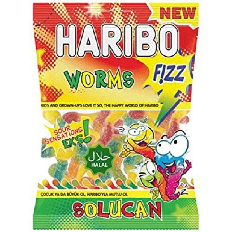 HARIBO HALAL EKSii SOLUCAN ((FIZZY WORMS)) 24X80G