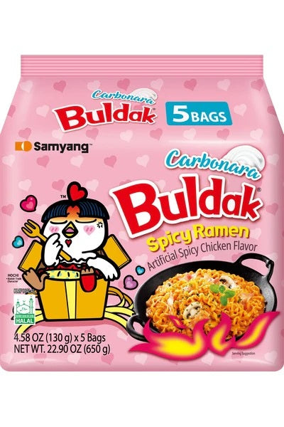 BULDAK SPICY CHICKEN RAMEN CARBONARA 5PX140G (PINK)