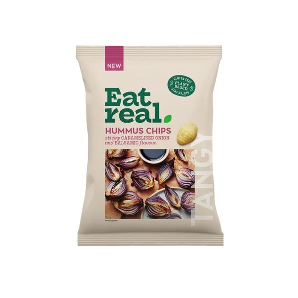 CT EAT REAL HUMUS BALSAMIC VINEGAR + CARAMELISED ONION CHIPS 10X135G