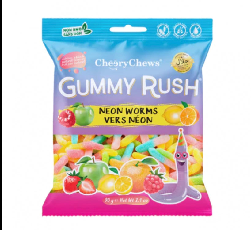 GUMMY RUSH NEON WORMS 12X90G (HALAL)