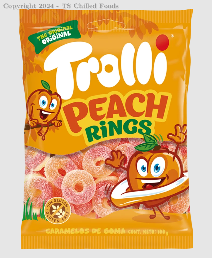 TROLLI PEACH RINGS 30x100g(HALAL)