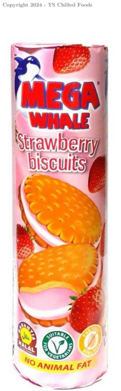 MEGA WHALE BISCUIT STRAWBERRY 500G