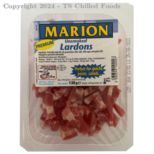 BA LARDON CUBE BACON UNSMOKED 130G PM 1.79 (20)