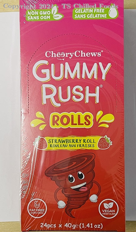 GUMMY RUSH STRAWBERRY ROLLS 24X40G