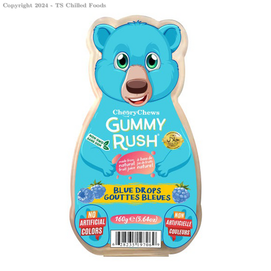 GUMMY RUSH BLUE DROPS 160G (BEAR TUB) HALAL