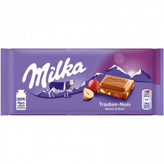 MILKA RAISINS & NUTS 100GX22
