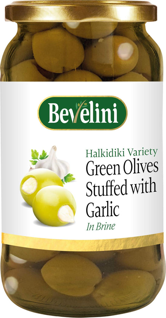 BEVELINI GREEN OLIVES STUFFED WITH GARLIC 6X365G