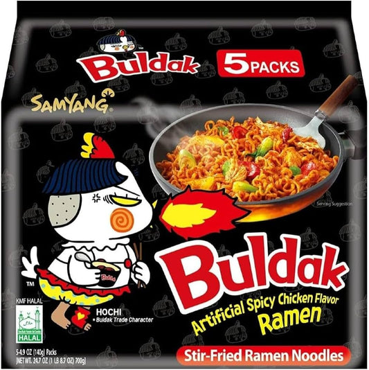 BULDAK HOT CHICKEN RAMEN NOODLE 5PX140G (BLACK)