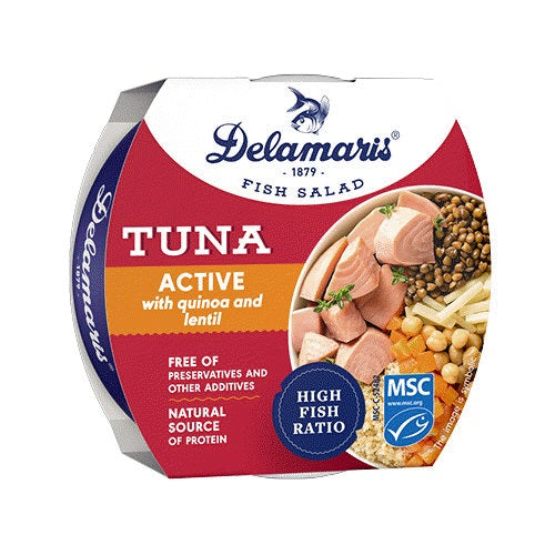 DELAMARIS TUNA ACTIVE W/ QUINOA & LENTILS 10X170G