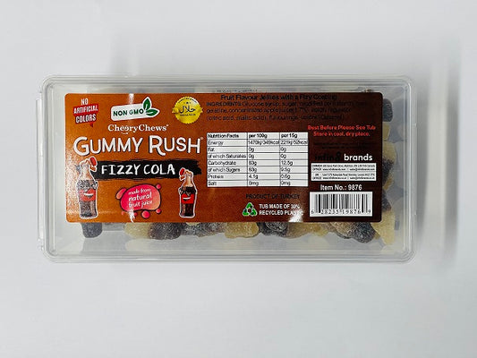 GUMMY RUSH FIZZY COLA BOTTLES 175G (TUB) HALAL