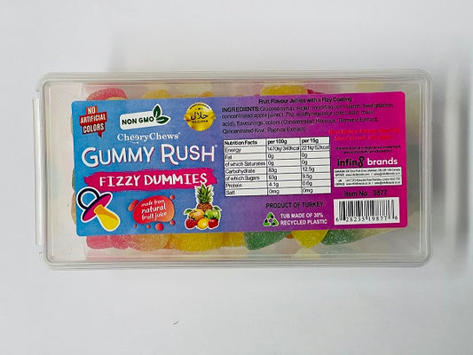 GUMMY RUSH FIZZY DUMMIES 175G (TUB) HALAL