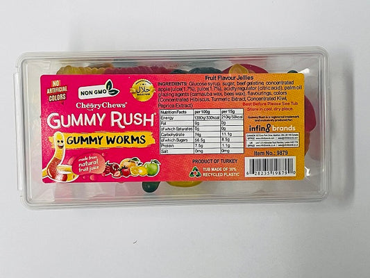 GUMMY RUSH NEON WORMS 175G (TUB) HALAL