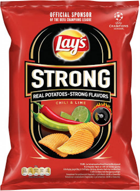 CT LAYS CHIPS STRONG CHILLI & LIME 120GX24 (24 BAGS)