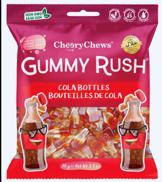 GUMMY RUSH COLA BOTTLES 12X90G (HALAL)