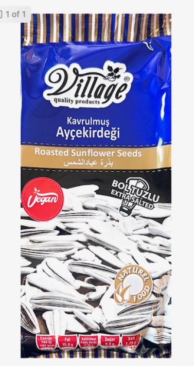 VILLAGE EXTRA SALTED SUNFLOWER SEEDS 16X300G (BLUE)