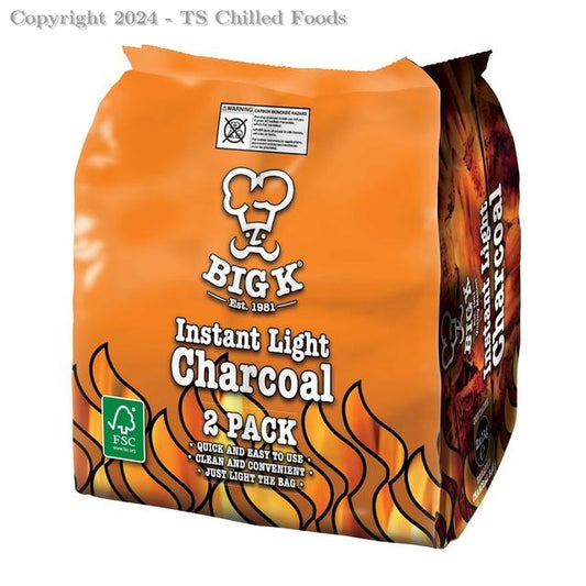 BIG K INSTANT CHARCOAL GRILL 2 PACK 2KG
