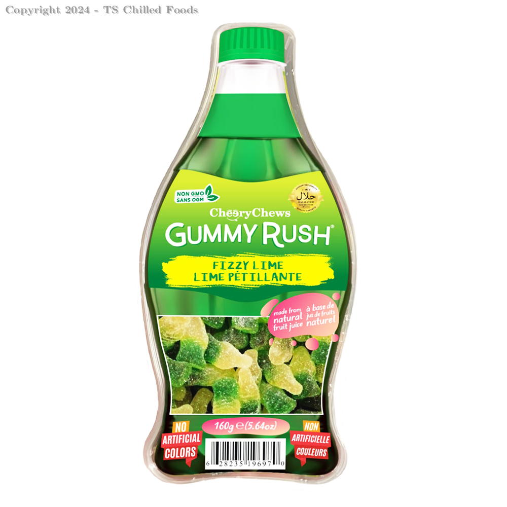 GUMMY RUSH FIZZY LIME BOTTLE 160G (BOTTLE TUB) HALAL