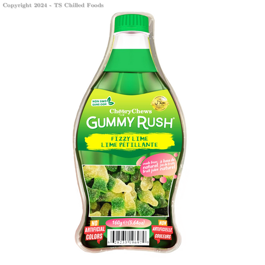 GUMMY RUSH FIZZY LIME BOTTLE 160G (BOTTLE TUB) HALAL