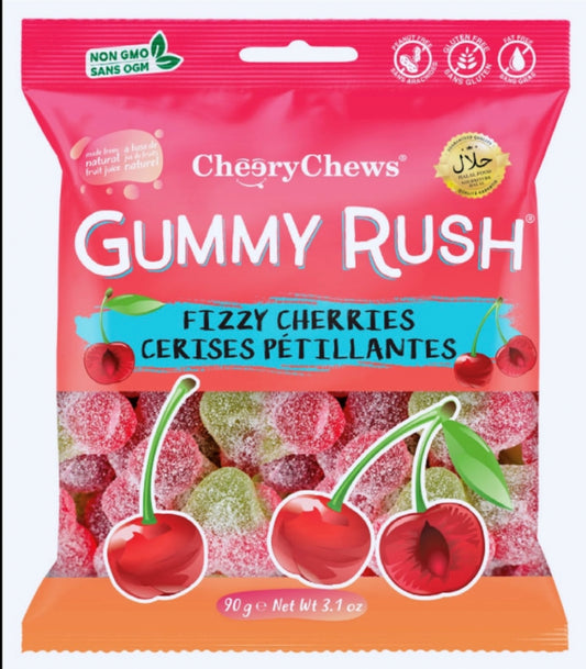 GUMMY RUSH FIZZY CHERRIES 12X90G (HALAL)
