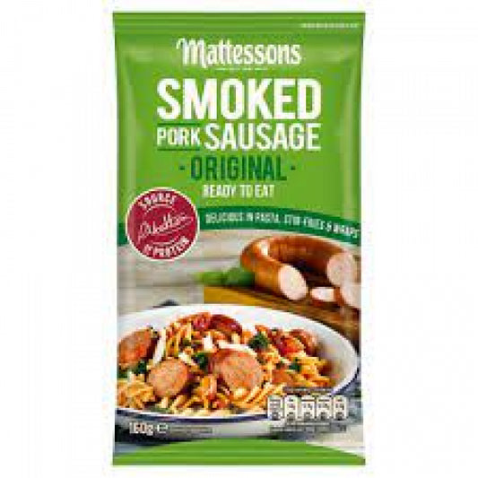 BM MATTESSONS SMOKED PORK SUASAGE 130G PM £2.39