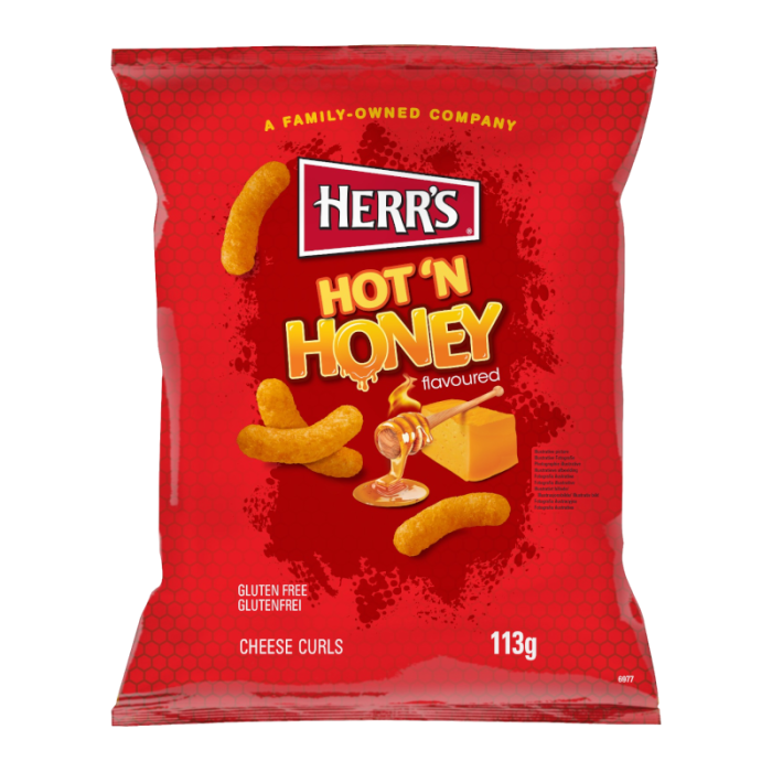 CK HERRS HOT 'N HONEY CHEESE CURLS 12X113G